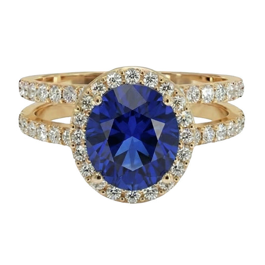 echter oval diamant 7Karat ring Seitenansicht