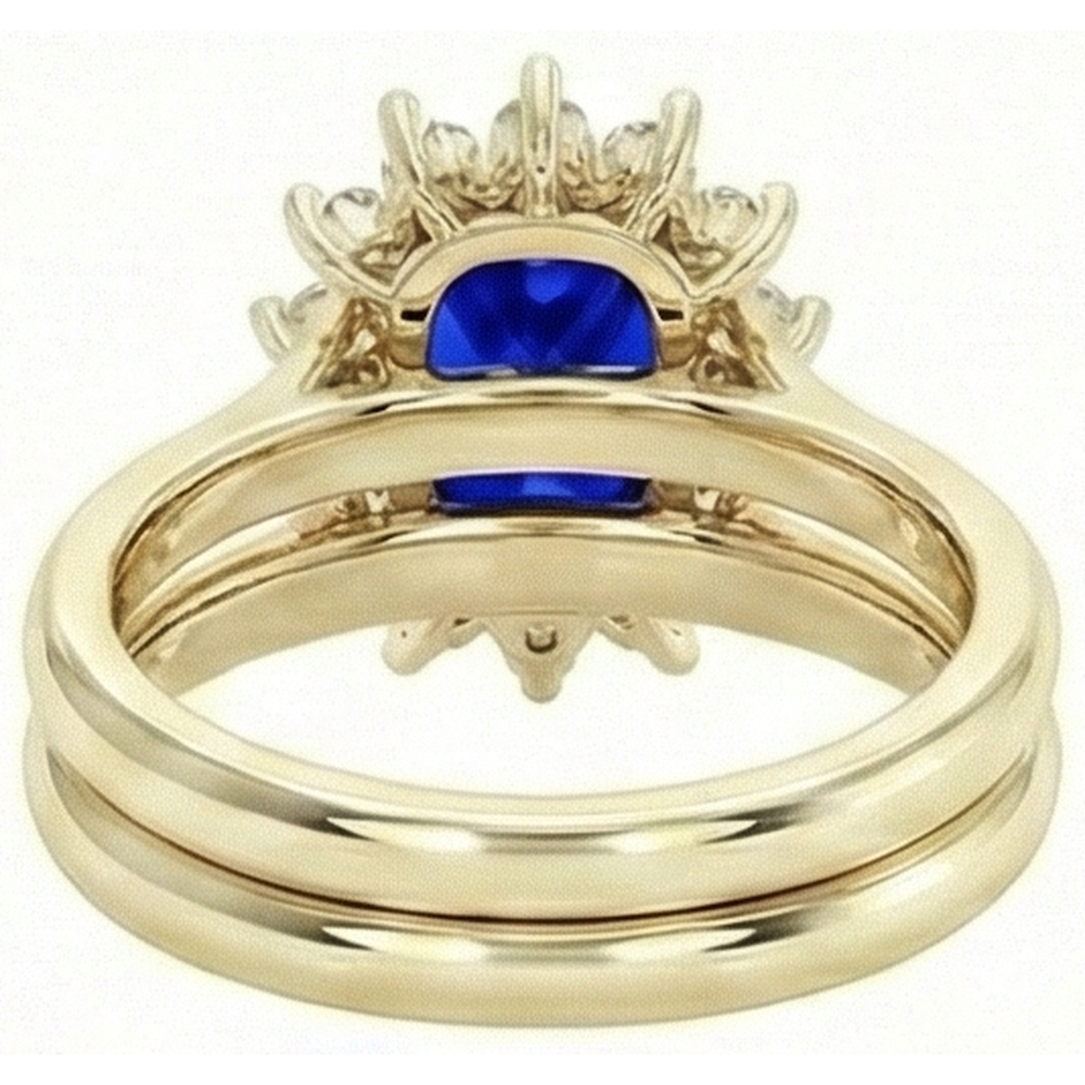 Gelbgold-Ceylon-Saphir-Ring mit Aus der Erde Abgebauter Natürlicher Diamantakzenten 7,50 Karat