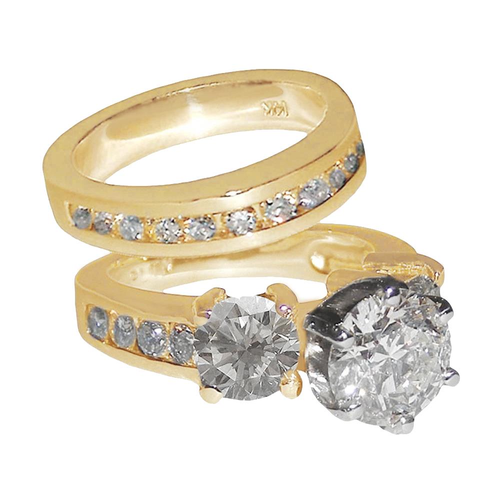 Gelbgold Echt Diamantring Fancy Engagement Set 6,50 Karat
