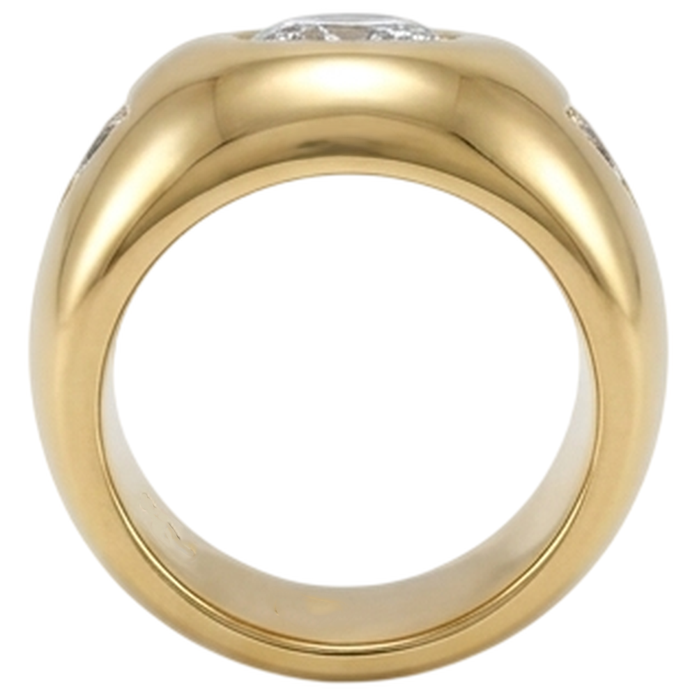 Gelbgold Herrenring Altschliff Runde Aus der Erde Abgebauter Natürlicher Diamanten Drei Steine 2,25 Karat