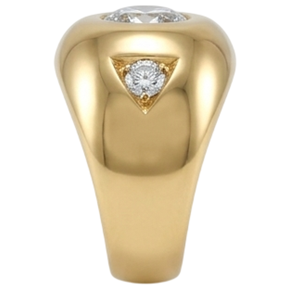 Gelbgold Herrenring Altschliff Runde Aus der Erde Abgebauter Natürlicher Diamanten Drei Steine 2,25 Karat