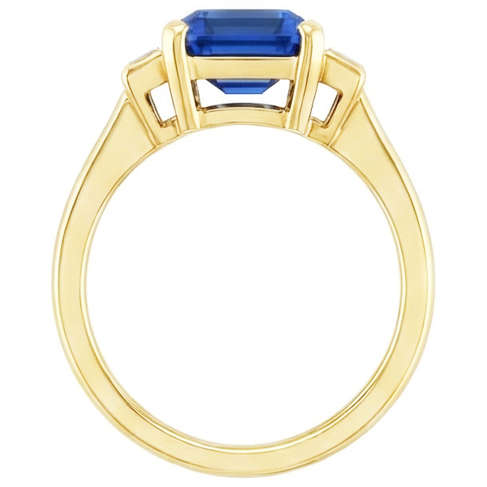 Gelbgold Smaragd Edelstein Ring Baguette Aus der Erde Abgebauter Natürlicher Diamanten 5 Karat 3 Stein