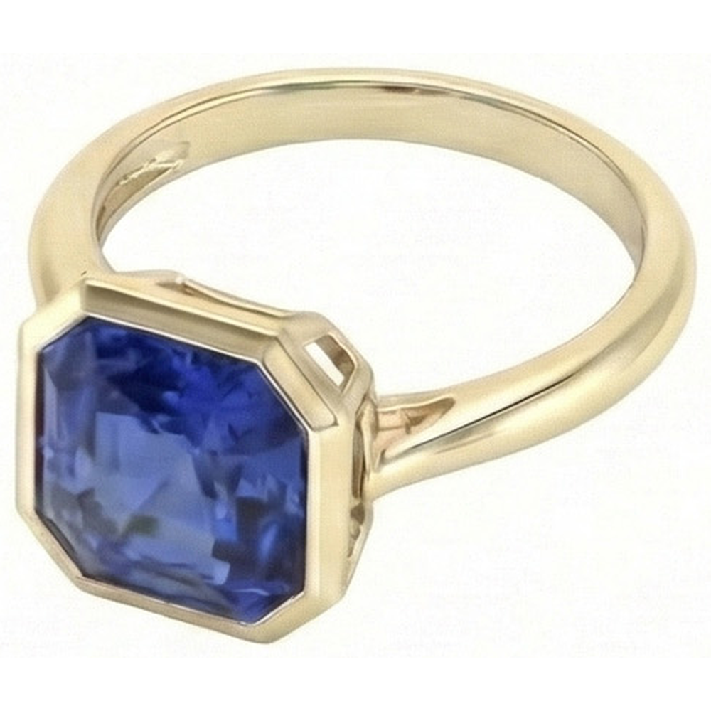 Gelbgold Solitär Lünette Set Ceylon Saphir Ring 5 Karat