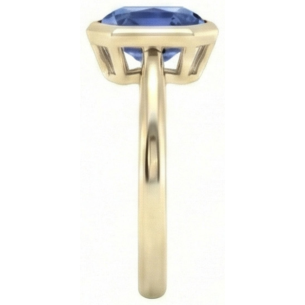 Gelbgold Solitär Lünette Set Ceylon Saphir Ring 5 Karat
