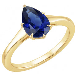 Gelbgold Solitärring Tropfenform Ceylon Saphir 2,50 Karat