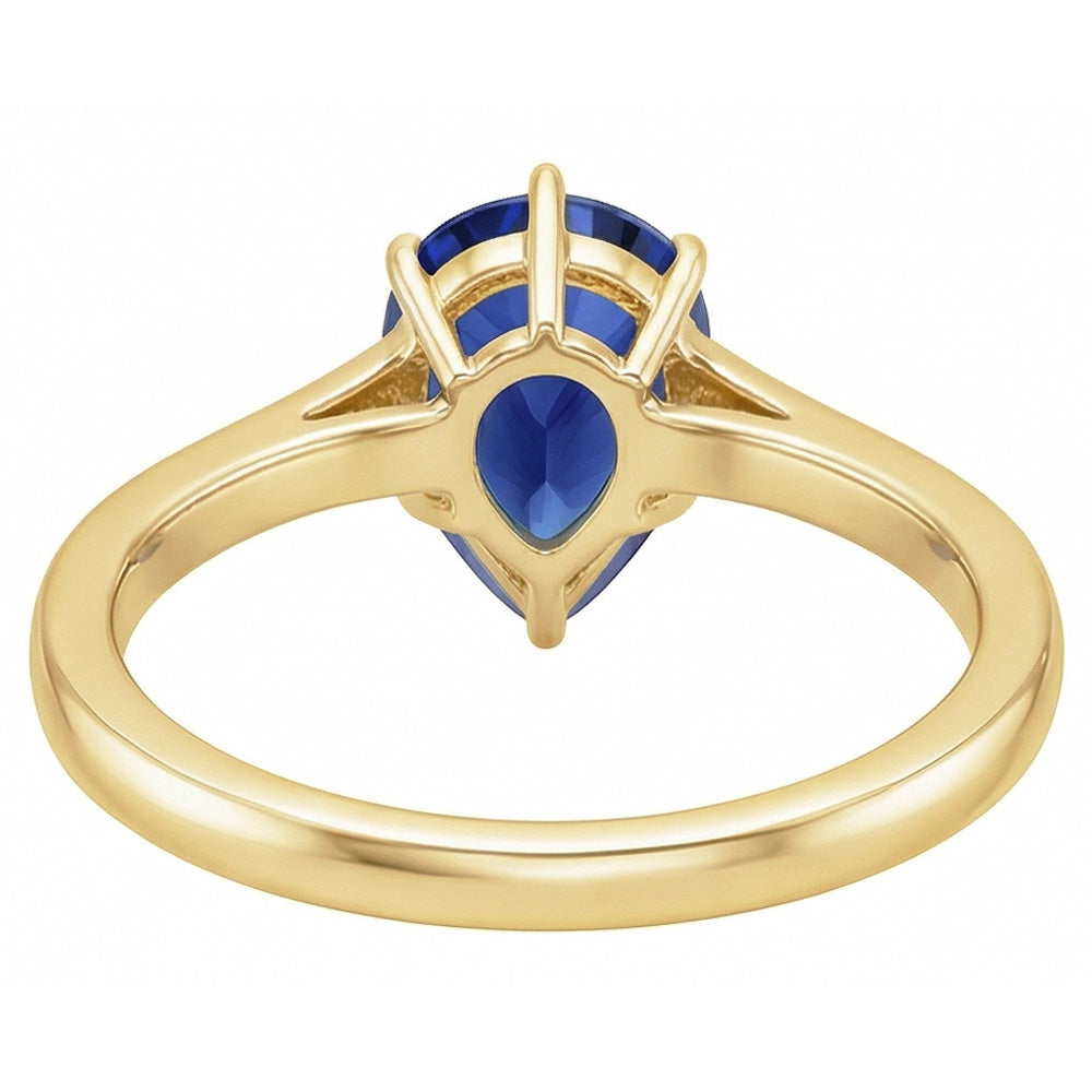 Gelbgold Solitärring Tropfenform Ceylon Saphir 2,50 Karat