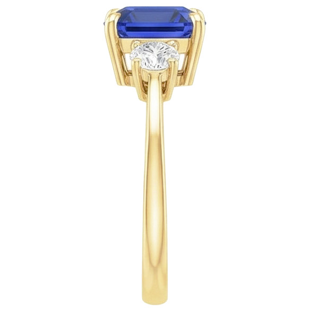 Gelbgold runder Aus der Erde Abgebauter Natürlicher Diamant & Kissen blauer Saphir Ring 2,75 Karat Neu