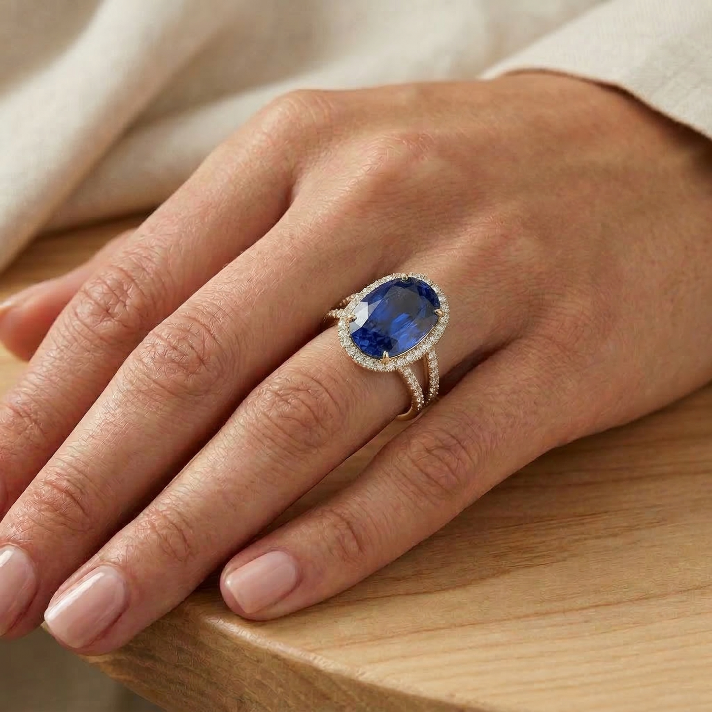 echter oval diamant 7Karat ring mit Diamantbesatz