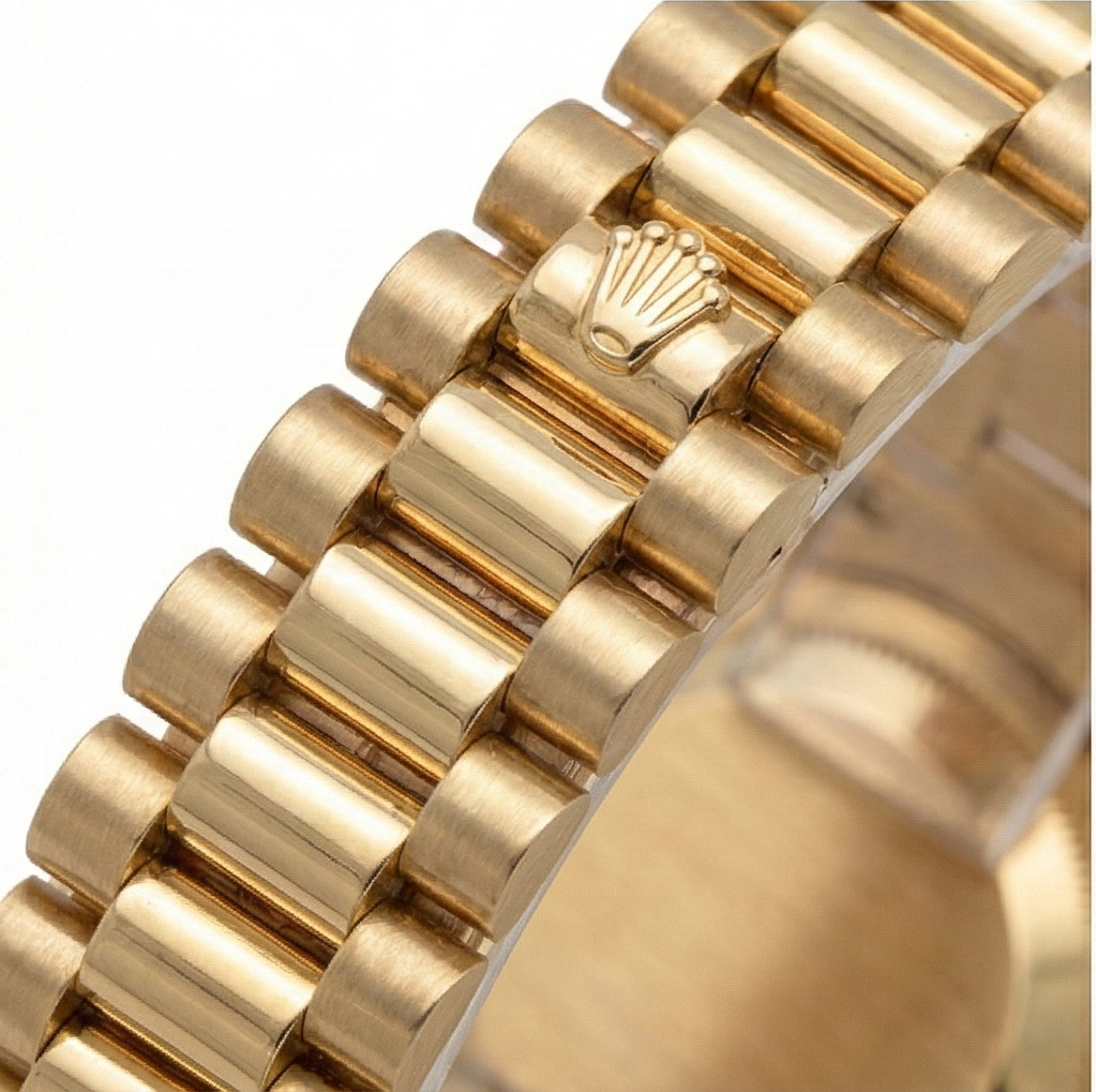 Gelbgold Präsidentenstil Rolex Date Just Uhr, Lünette, Diamant-Zifferblatt, Schwarz