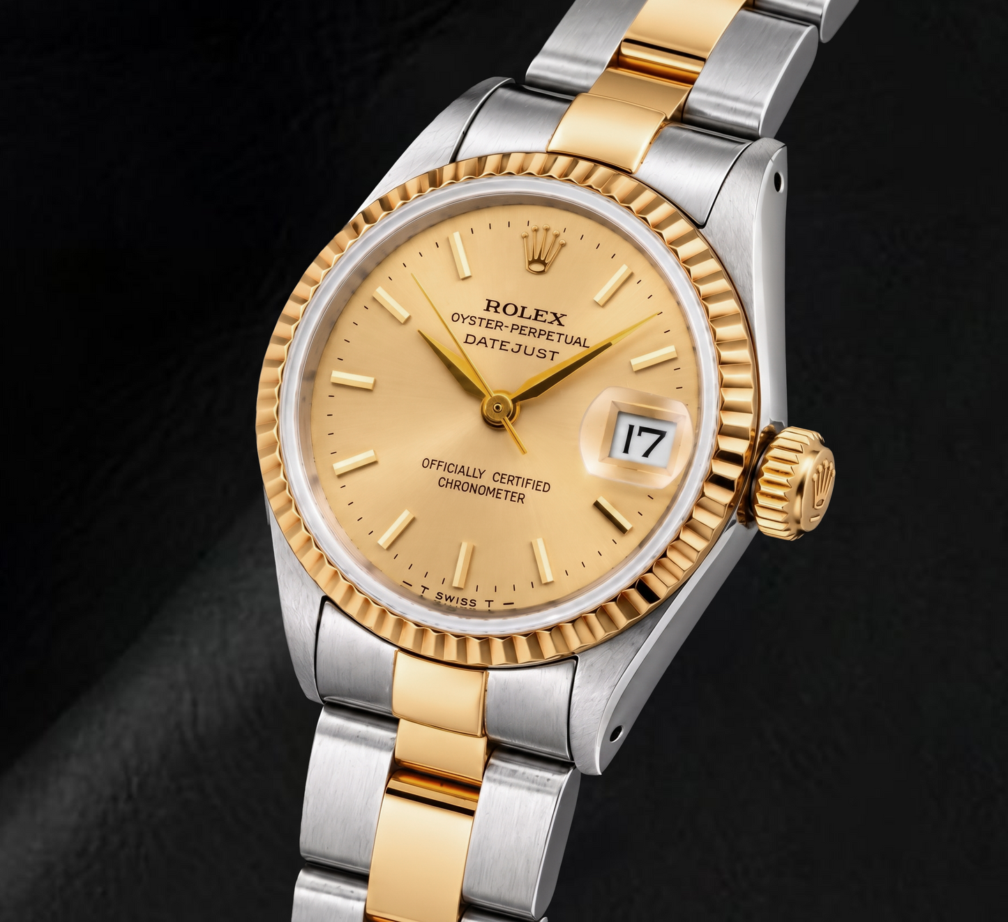 Rolex Datejust 6917 26 mm Bicolor-Uhr mit champagnerfarbenem Zifferblatt mit Stabindizes