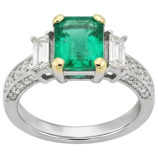 Exquisiter Edler Smaragd Edelstein-Ring 2 Karat – Frontansicht