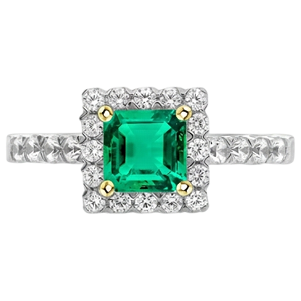 Schmuckstein-Ring Zweifarbiges 14K Gold mit Kolumbianischer Smaragd – Profilansicht
