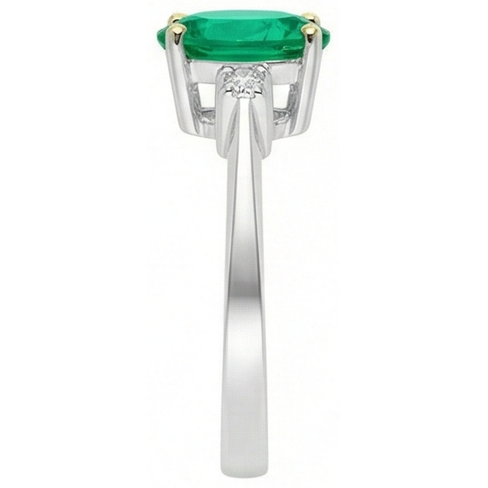 Schmuckstein-Ring Bicolor 14K Gold mit Edler Smaragd – Draufsicht