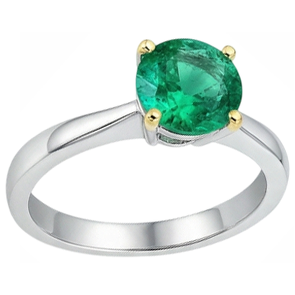 Smaragd Farbstein-Ring 3-Karat Bicolor 14K Gold – Schrägansicht