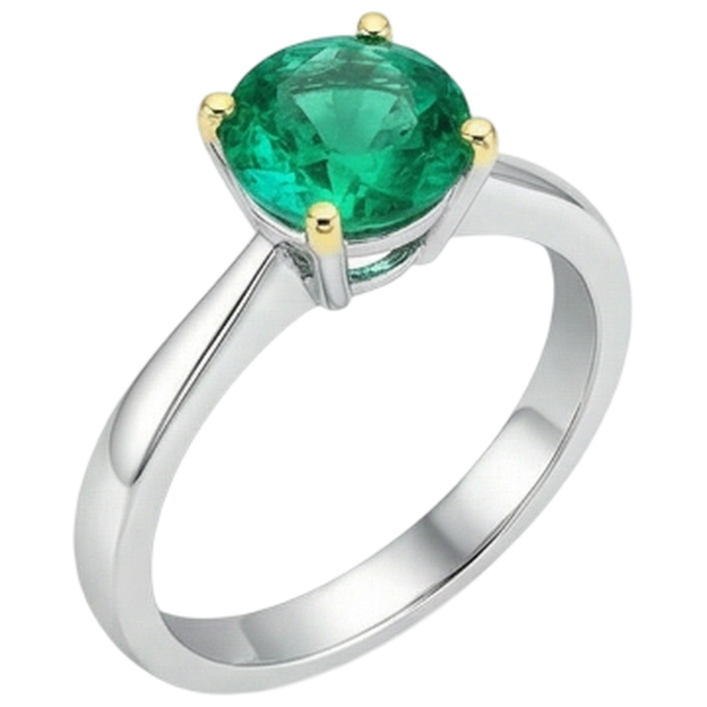 Farbstein-Ring Bicolor 14K Gold mit Smaragd – Seitenansicht