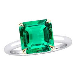 Smaragd GIA-Geprüft Farbstein-Ring 5 Karat in Zweifarbiges 14K