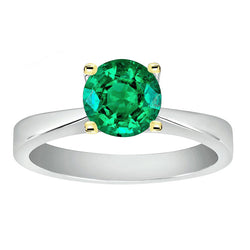Verjüngt Farbstein-Ring – Smaragd 3 Karat Bicolor 14K Gold