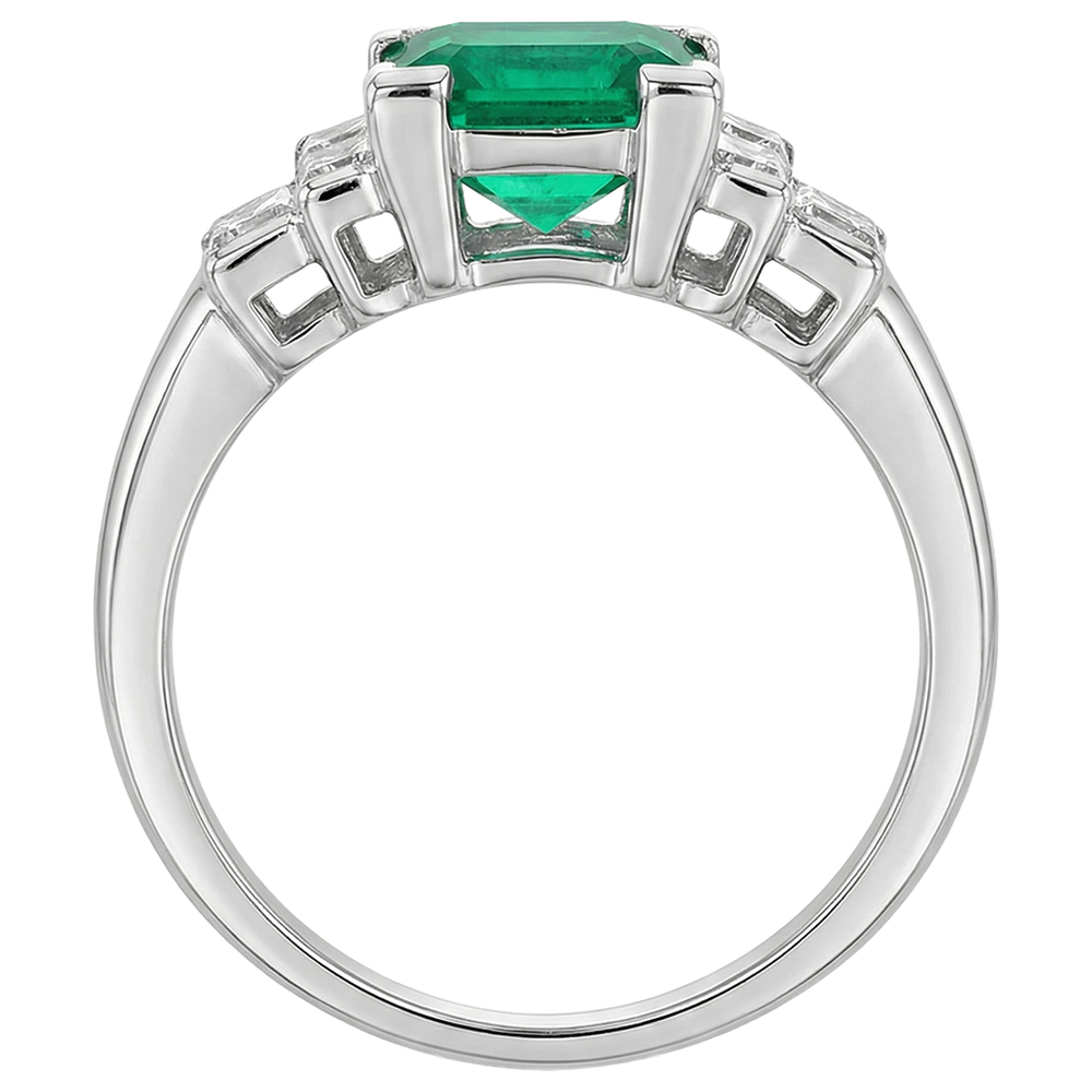 Smaragd-Schliff Kolumbianischer Smaragd Ring in 14 Karat Weißgold – Schrägansicht