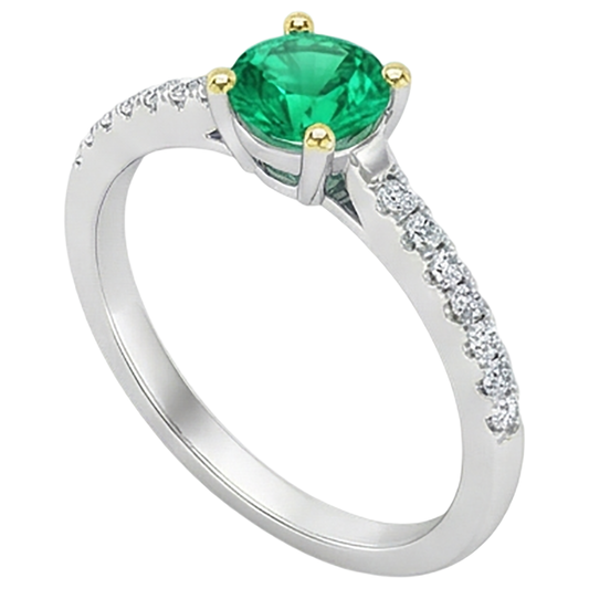 Erdgewonnener Smaragd Schmuckstein-Ring 1 Karat Bicolor 14K Gold – Frontansicht