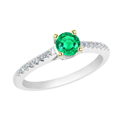 Kathedralen-Fassung Smaragd Schmuckstein-Ring 1 Karat – Bicolor