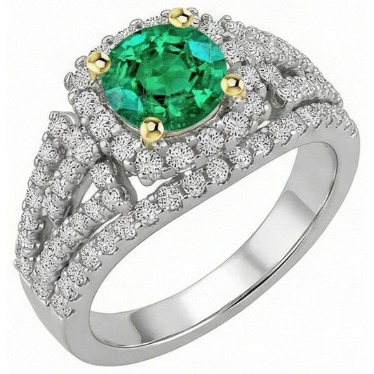 Erdgewonnener Smaragd Edelstein-Ring – Frontansicht