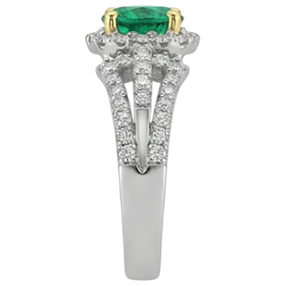 Smaragd Edelstein-Ring 2,50-Karat 14 Karat Zweifarbig Gold – Draufsicht