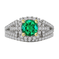 Edelstein-Ring 14 Karat Zweifarbig Gold – Smaragd
