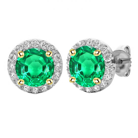 Gemstone Earring Bicolor 14K Gold mit Kolumbianischer Smaragd – Hauptansicht