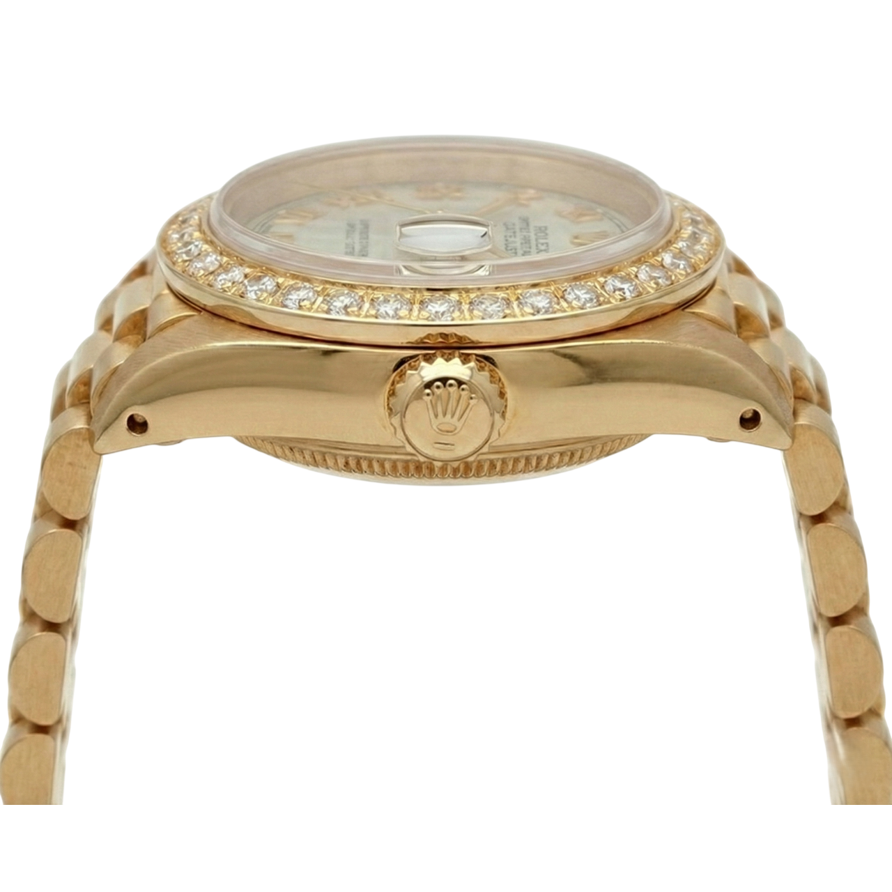 Geriffelte Lünette, weißes Stick-Zifferblatt, Rolex Herren Edelstahl Jubilee-Armband, Rolex SCHNELLES EINSTELLEN