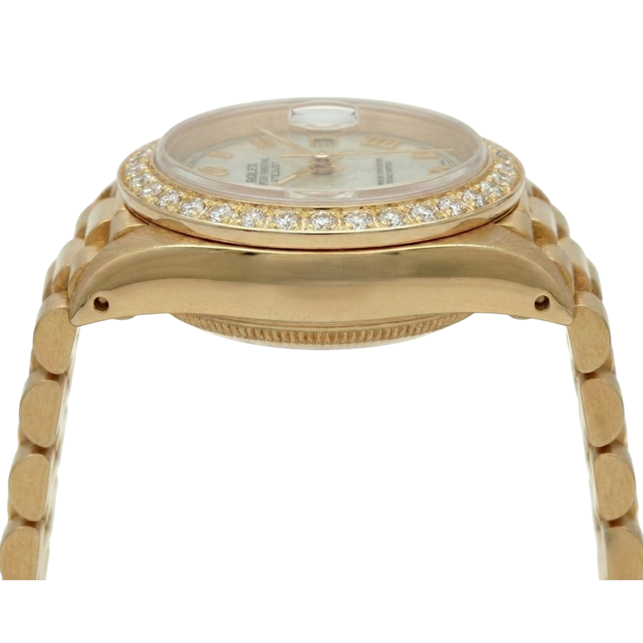 Geriffelte Lünette, weißes Stick-Zifferblatt, Rolex Herren Edelstahl Jubilee-Armband, Rolex SCHNELLES EINSTELLEN