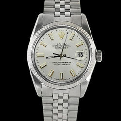 Geriffelte Lünette, weißes Stick-Zifferblatt, Rolex Herren Edelstahl Jubilee-Armband, Rolex SCHNELLES EINSTELLEN