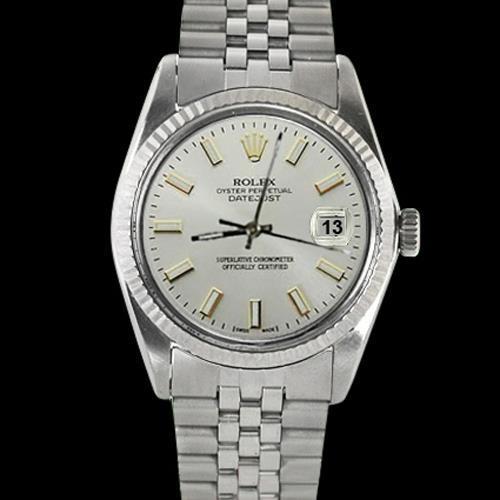 Geriffelte Lünette, weißes Stick-Zifferblatt, Rolex Herren Edelstahl Jubilee-Armband, Rolex SCHNELLES EINSTELLEN