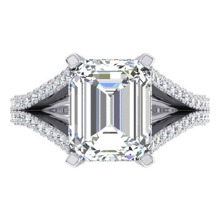 Geteilt Schaft Smaragd Natürliche Diamant Ring