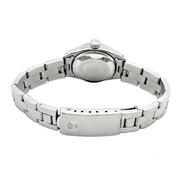 Glatte Lünette, weißes römisches Zifferblatt, Rolex Datejust Damenuhr Edelstahl Oyster