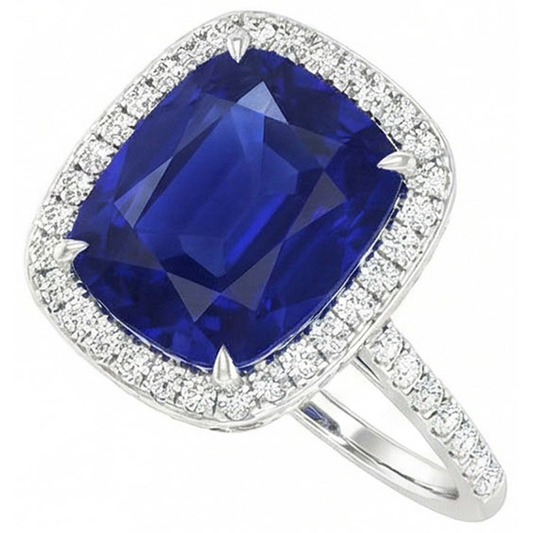 Gold 7 Karat Halo-Saphir-Verlobungsring