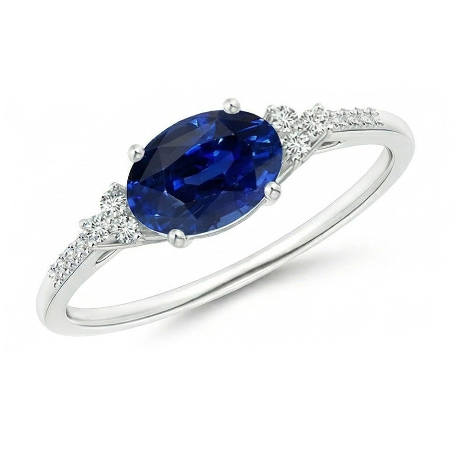 Gold Aus der Erde Abgebauter Natürlicher Diamant & Ovaler Saphir Edelstein Ring 4 Karat Damenschmuck