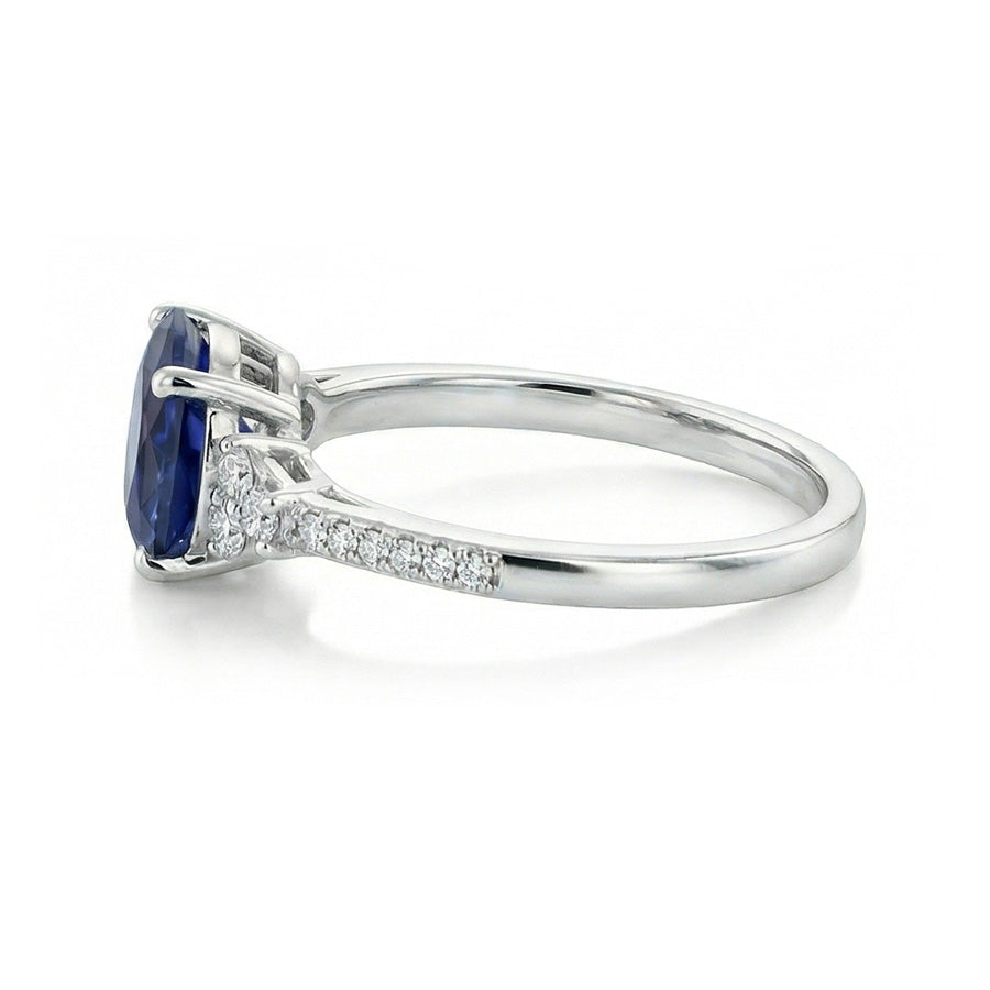 Gold Aus der Erde Abgebauter Natürlicher Diamant & Ovaler Saphir Edelstein Ring 4 Karat Damenschmuck