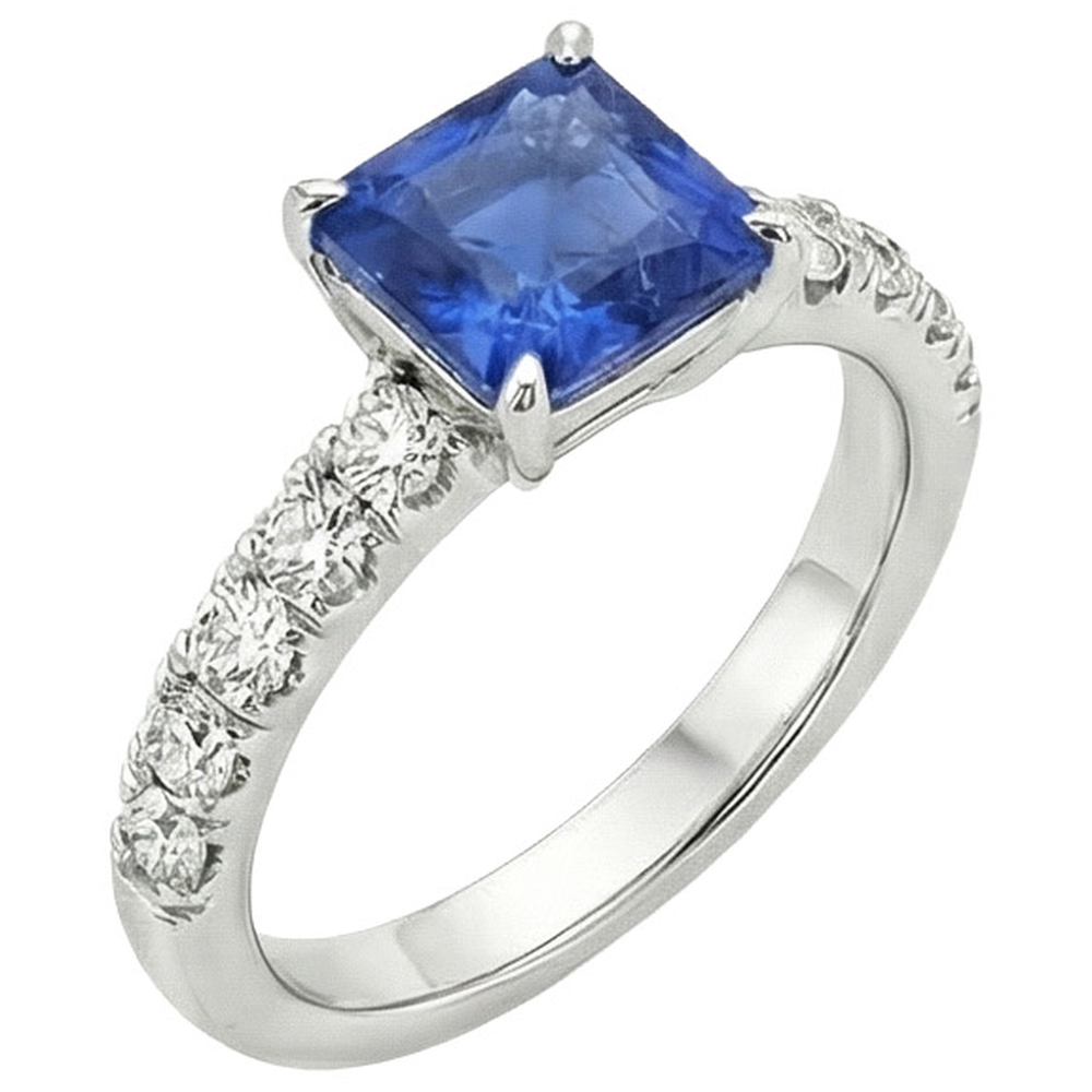 echter asscher diamant 2.75Karat ring Vorderansicht