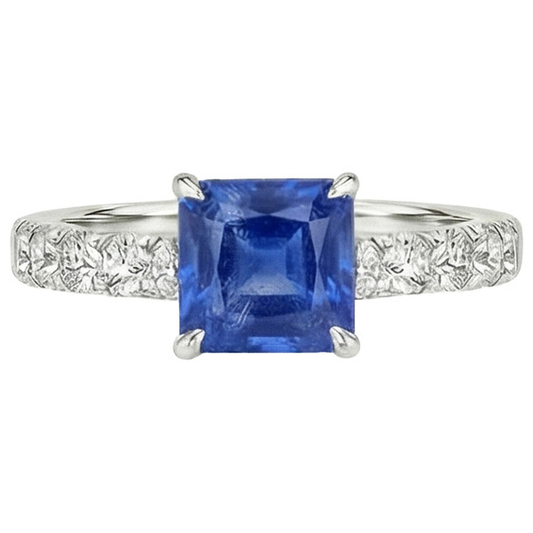echter asscher diamant 2.75Karat ring Seitenansicht