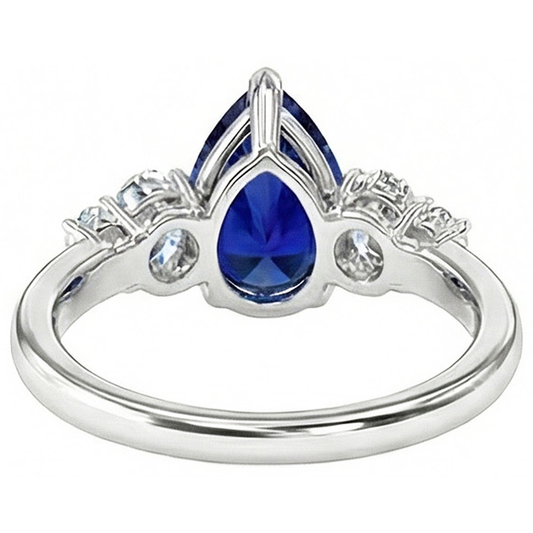 Gold Edelstein 5 Steine Sri Lanka Saphir & Natürlicher Diamant ( nicht im Labor gezüchtet ) Ring 3,50 Karat
