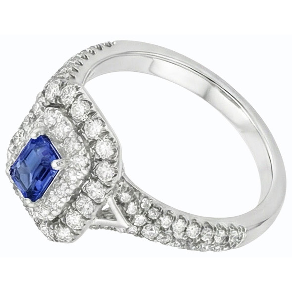 Gold Edelstein 5 Steine Sri Lanka Saphir & Natürlicher Diamant ( nicht im Labor gezüchtet ) Ring 3,50 Karat