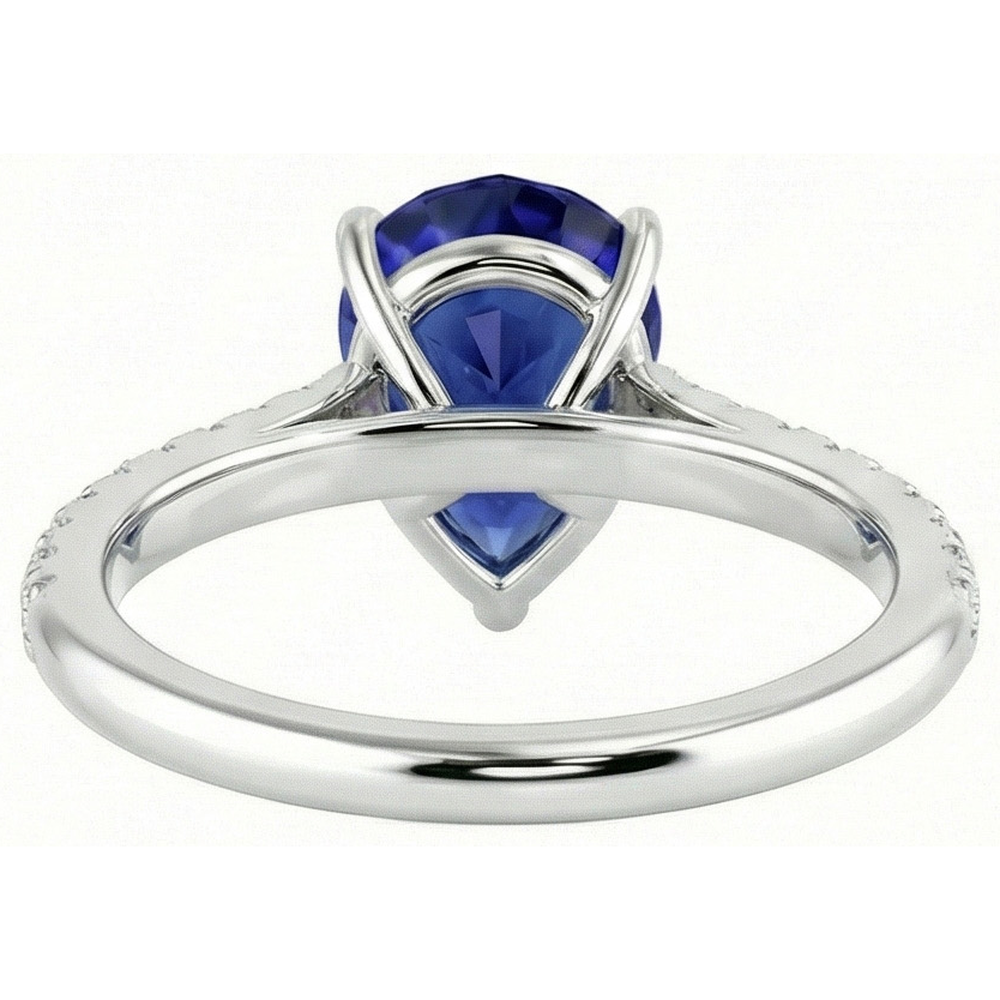 Gold Edelstein Ring blauer Saphir mit Natürlicher Diamant ( nicht im Labor gezüchtet )akzenten 4 Karat
