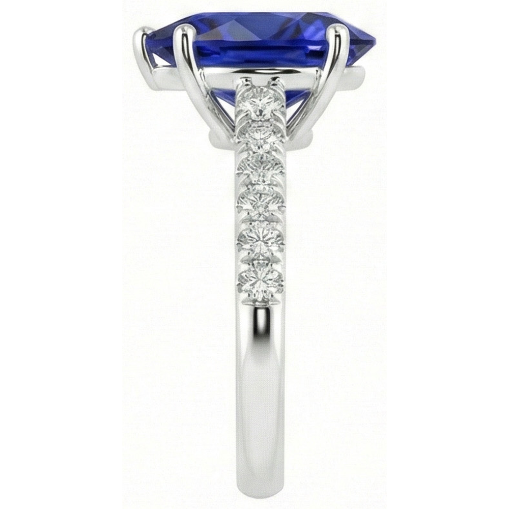 Gold Edelstein Ring blauer Saphir mit Natürlicher Diamant ( nicht im Labor gezüchtet )akzenten 4 Karat