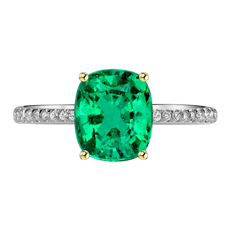 Natürlicher Kolumbianischer Smaragd Edelstein-Ring 2,50 Karat Bicolor 14K Gold – Hauptansicht