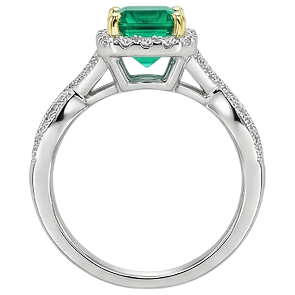 Authentischer Smaragd Farbstein-Ring – Profilansicht