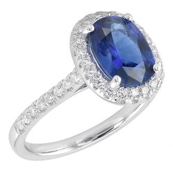 Gold Halo Oval Ceylon Saphir Ring Natürlicher Diamant ( nicht im Labor gezüchtet )schmuck 3,50 Karat