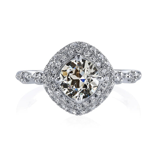 Gold Halo Runden alter Bergmann Echt Diamant Damenring Krappen Satz 4 Karat