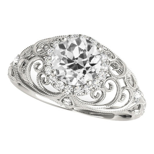 Gold Hochzeit Old Cut Runder Echt Diamantring 4 Karat Damenschmuck