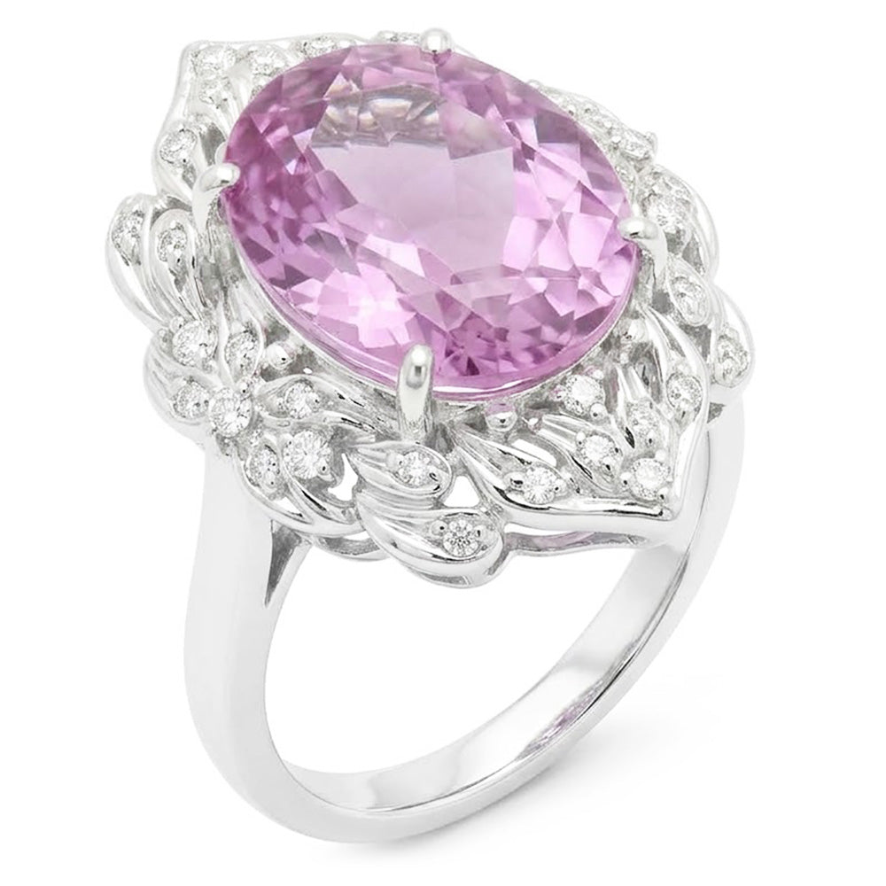 Gold-Kunzit-Aus der Erde Abgebauter Natürlicher Diamant-Ring