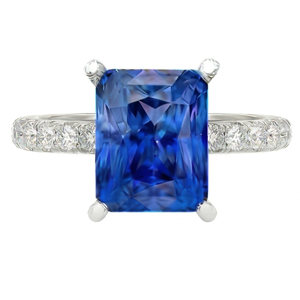 Gold Natürlicher Diamant ( nicht im Labor gezüchtet ) Ring 3 Karat Krappen Set Ceylon Saphir Edelstein Schmuck